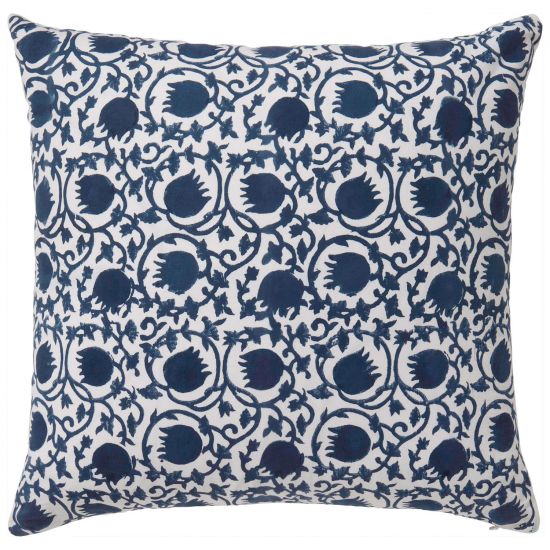 Lotus-Yasmin Reversible Pillow Cover - Blue